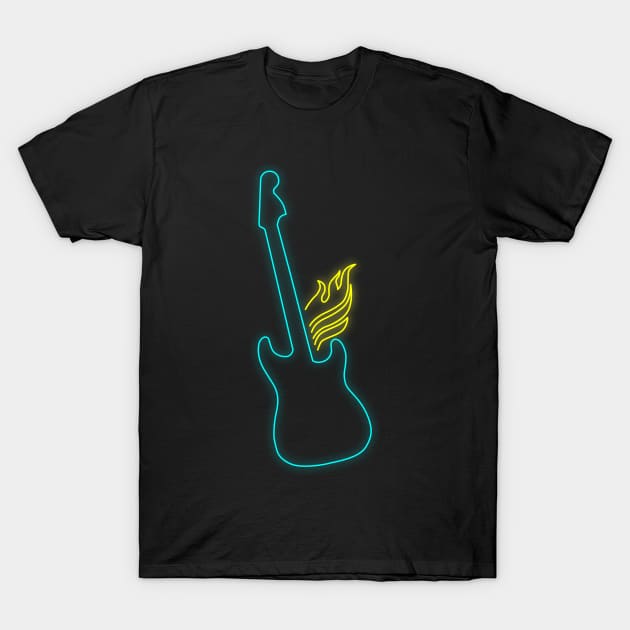 Electric Guitar Neon Light T-Shirt by HarlinDesign